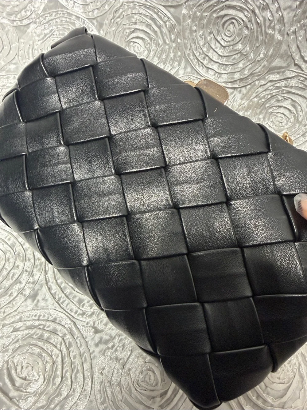 Olga Berg Black Quilted Crossbody/Shoulder Bag/Clutch with Gold Chain